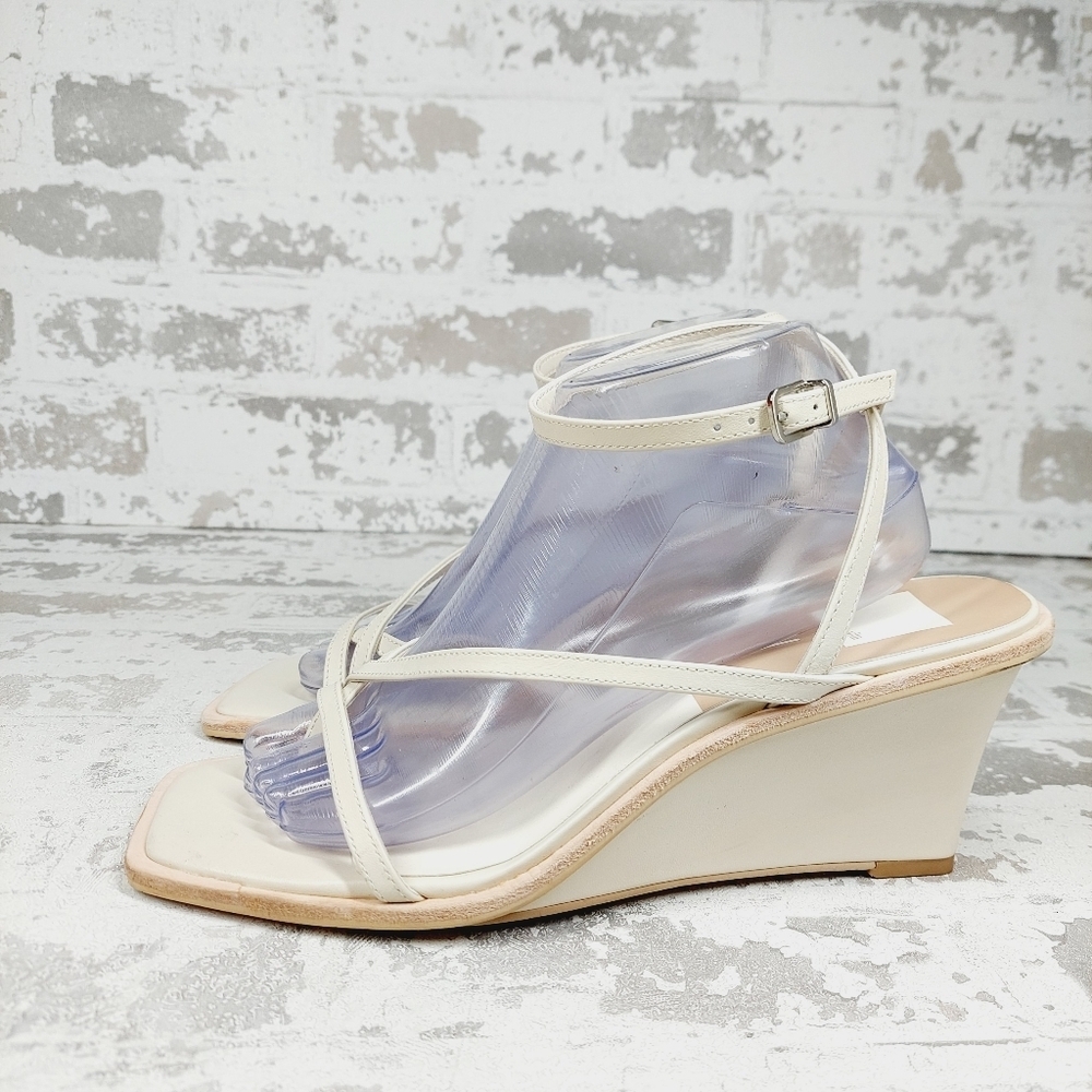 New Dolce Vita Gemini Ivory Leather Strappy Wedge Sandal K536